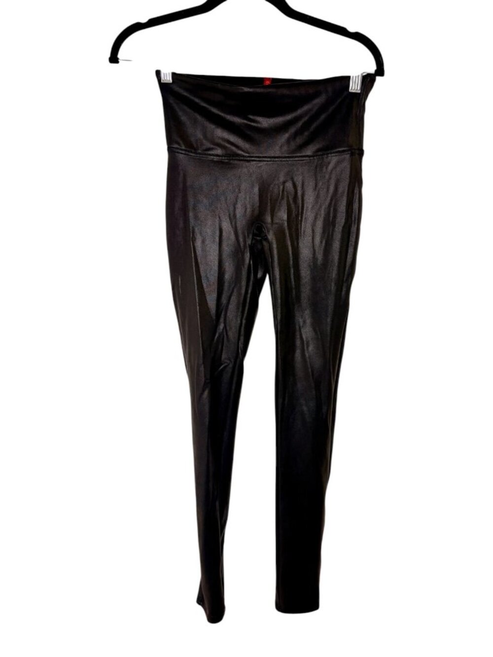 SPANX Black Faux Leather High Rise Leggings Medium